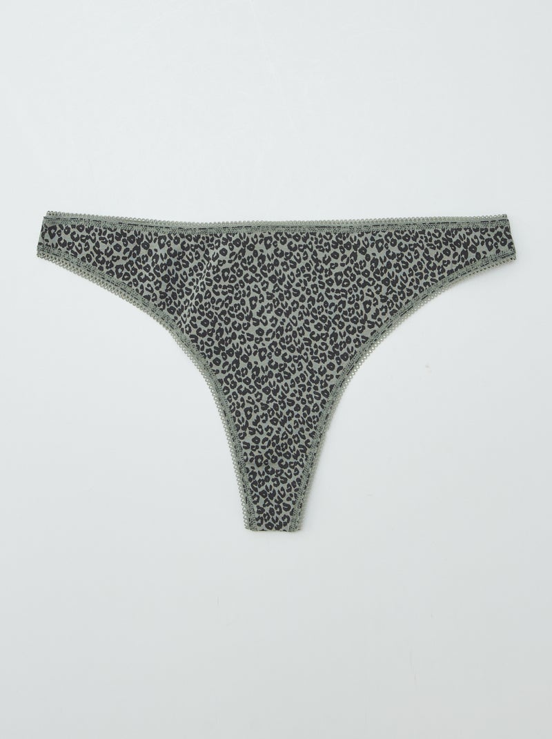 Set di 3 tanga in cotone KAKI - Kiabi