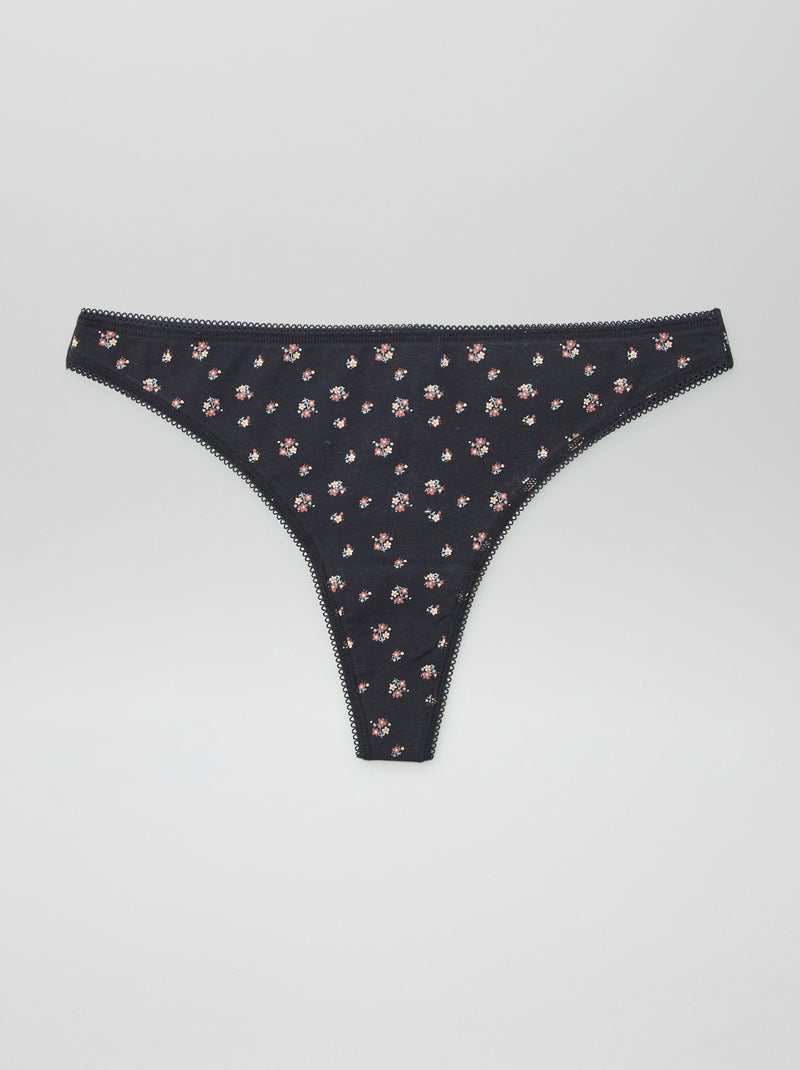 Set di 3 tanga in cotone NERO - Kiabi