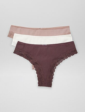 Set di 3 tanga in maglia a coste