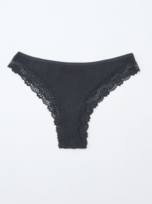 Set di 3 tanga in maglia a coste - Kiabi