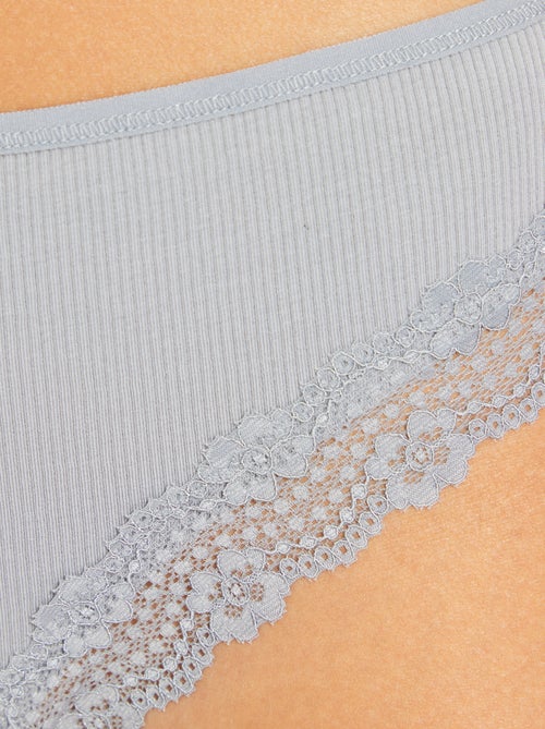 Set di 3 tanga in maglia a coste - Kiabi