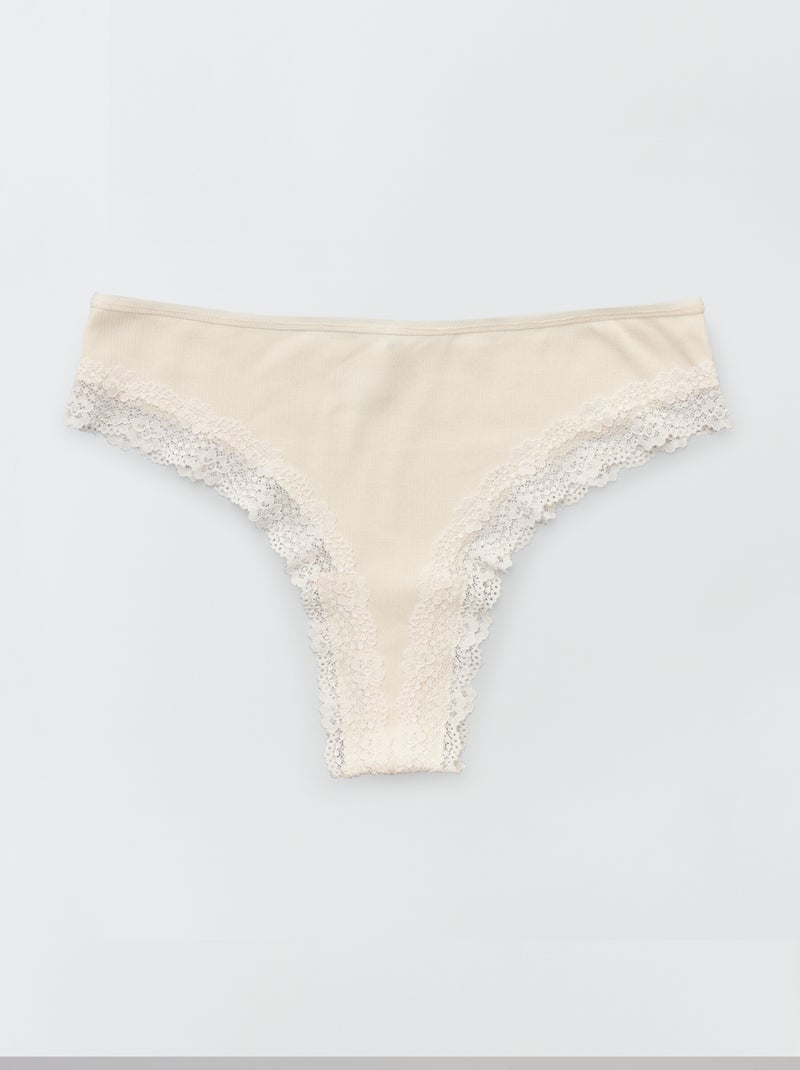 Set di 3 tanga in maglia a costine BEIGE - Kiabi