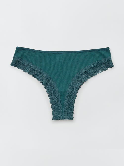 Set di 3 tanga in maglia a costine - Kiabi