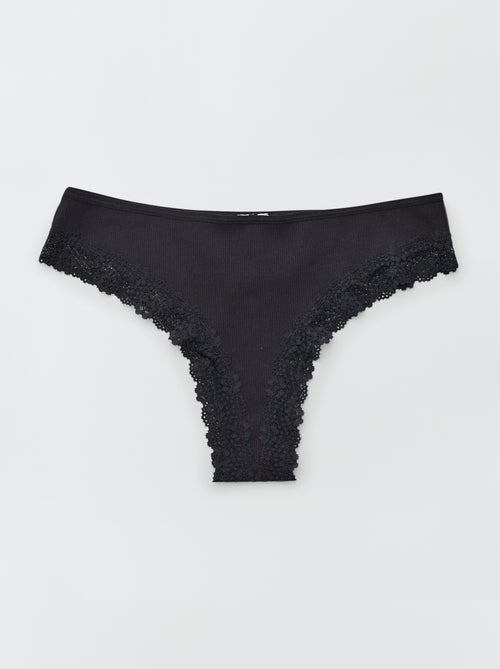 Set di 3 tanga in maglia a costine - Kiabi