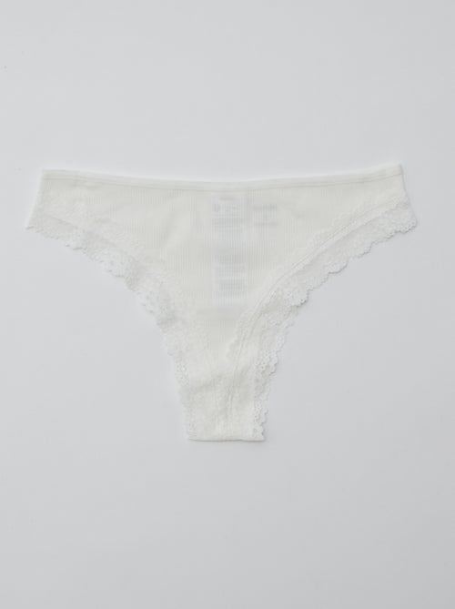 Set di 3 tanga in maglia a costine - Kiabi