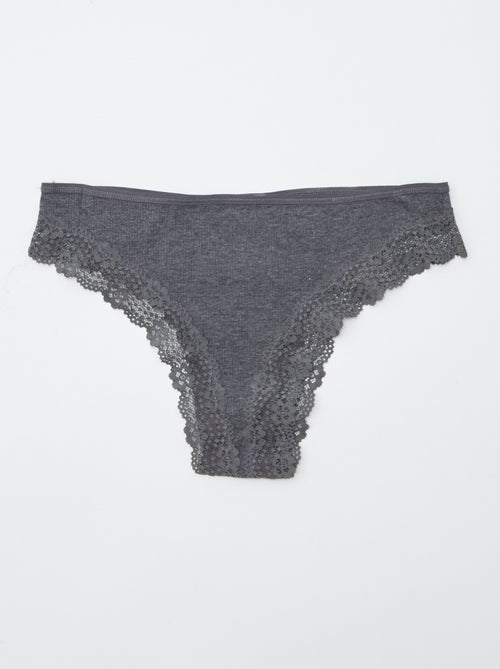 Set di 3 tanga in maglia a costine - Kiabi