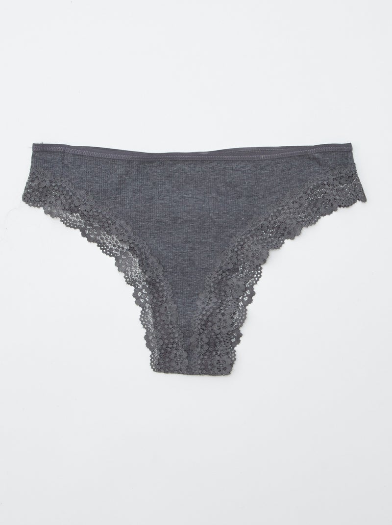 Set di 3 tanga in maglia a costine GRIGIO - Kiabi