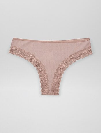 Set di 3 tanga in maglia a costine