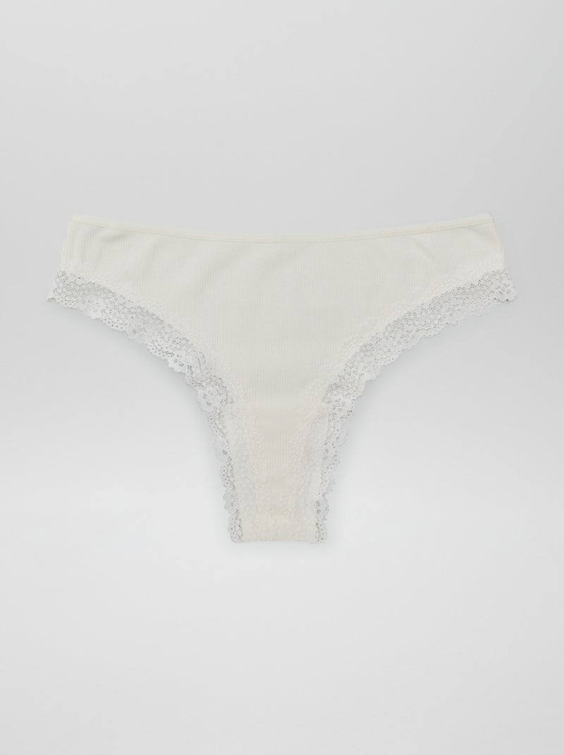 Set di 3 tanga in maglia a costine marrone prugna - Kiabi