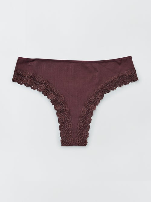 Set di 3 tanga in maglia a costine - Kiabi