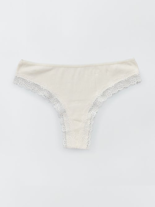 Set di 3 tanga in maglia a costine - Kiabi