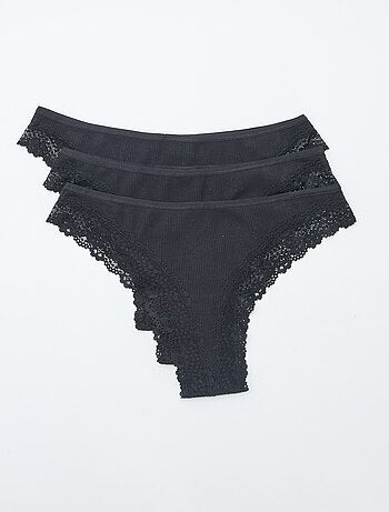 Set di 3 tanga in maglia a costine