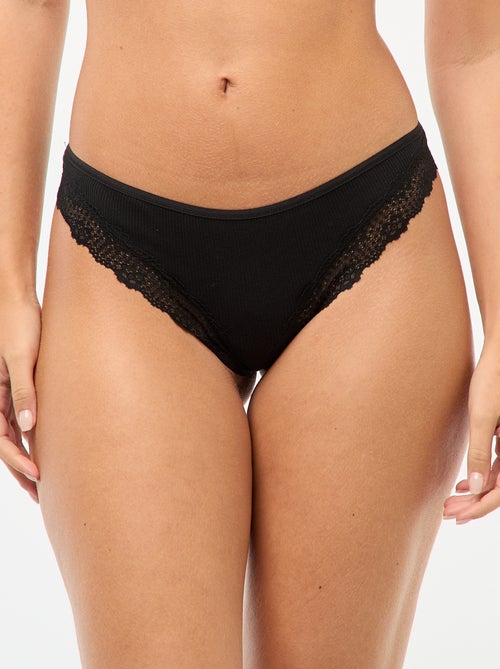 Set di 3 tanga in maglia a costine - Kiabi