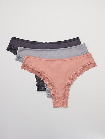 Set di 3 tanga in maglia a costine