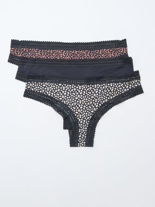 Set di 3 tanga in microfibra stampata - Kiabi