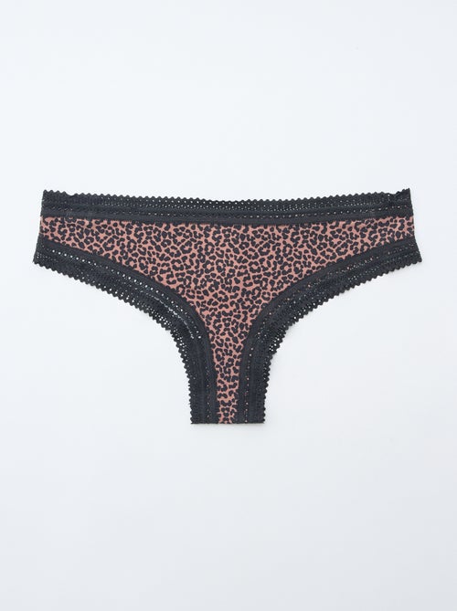 Set di 3 tanga in microfibra stampata - Kiabi