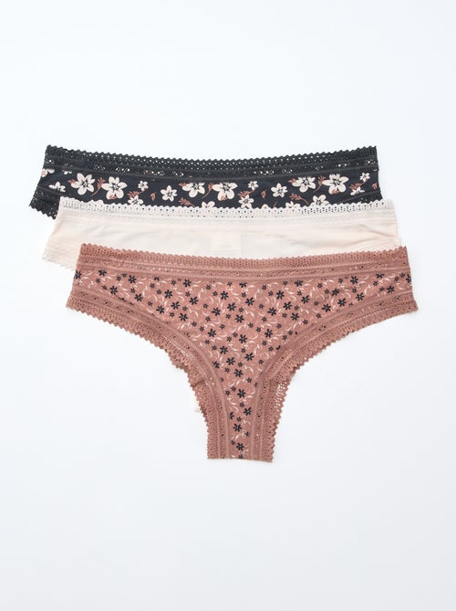 Set di 3 tanga in microfibra stampata - Kiabi