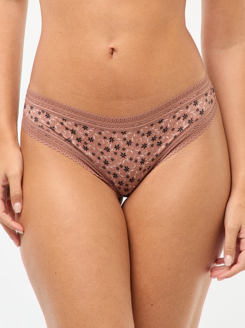 Set di 3 tanga in microfibra stampata - Kiabi