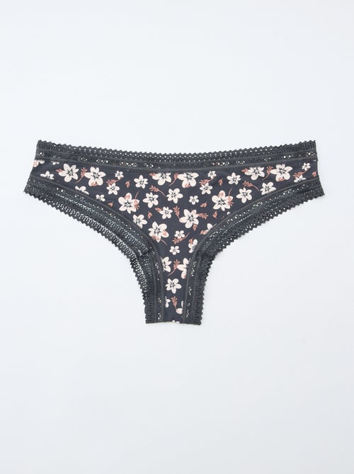 Set di 3 tanga in microfibra stampata - Kiabi