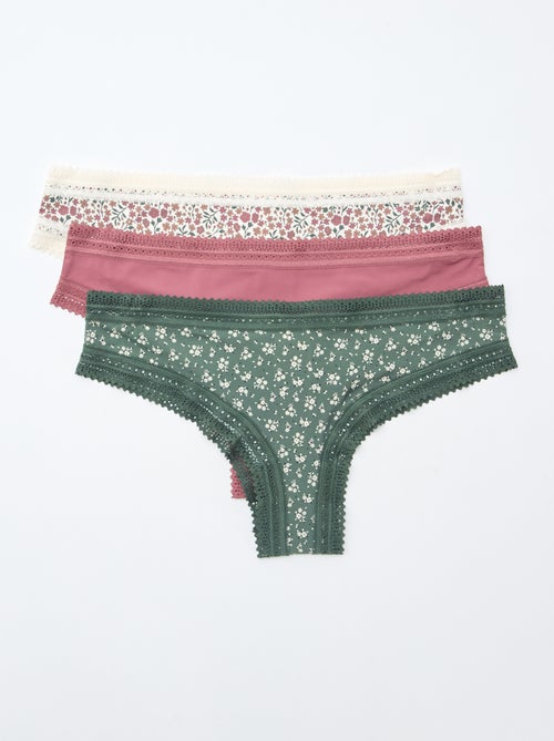 Set di 3 tanga in microfibra stampata - Kiabi