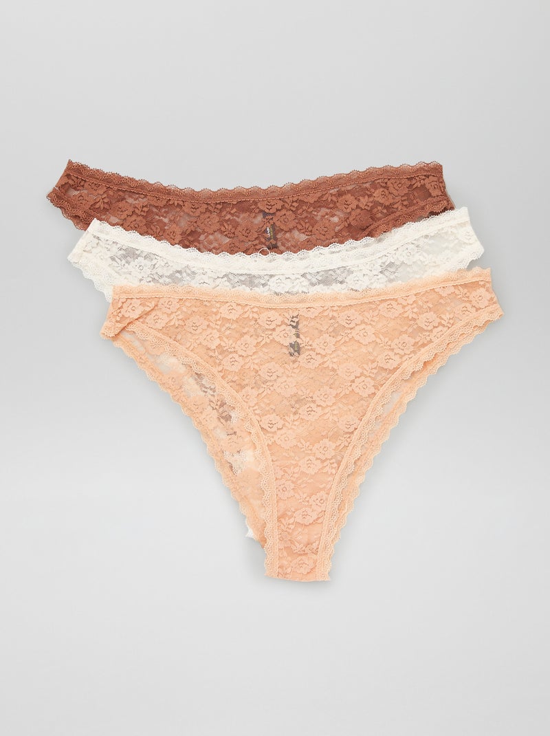 Set di 3 tanga in pizzo BEIGE - Kiabi