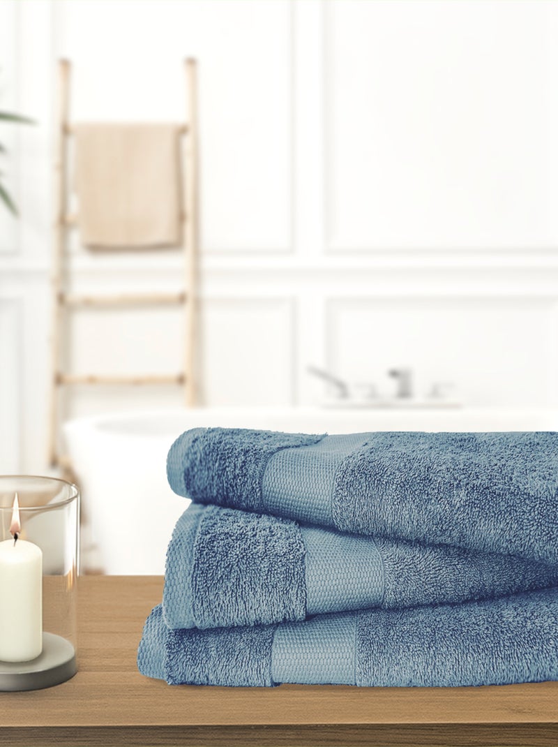 Set di 3 teli da bagno 70x130 cm 500 g/m² 100% cotone Blu - Kiabi