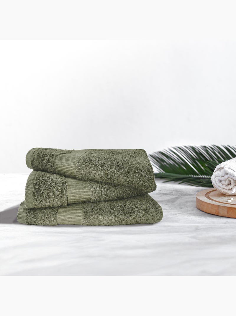 Set di 3 teli da bagno grandi 100x150 cm 500  g/m² 100% cotone Verde kaki - Kiabi