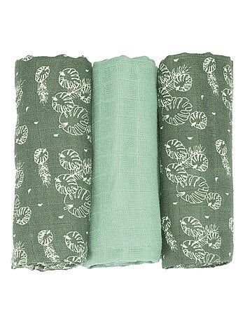 Set di 3 teli neonato motivo foglie