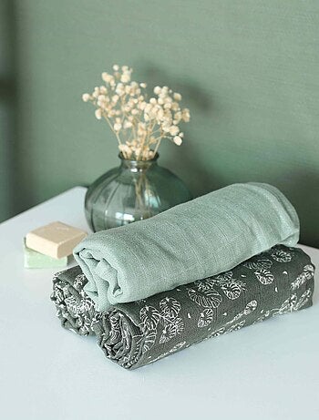 Set di 3 teli neonato motivo foglie