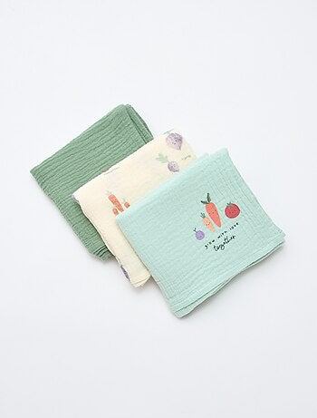 Set di 3 telini multiuso unisex in spugna