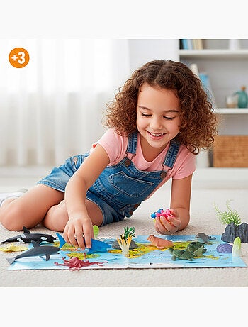 Set di 30 animali marini con tappetino da gioco e accessori. Animal world