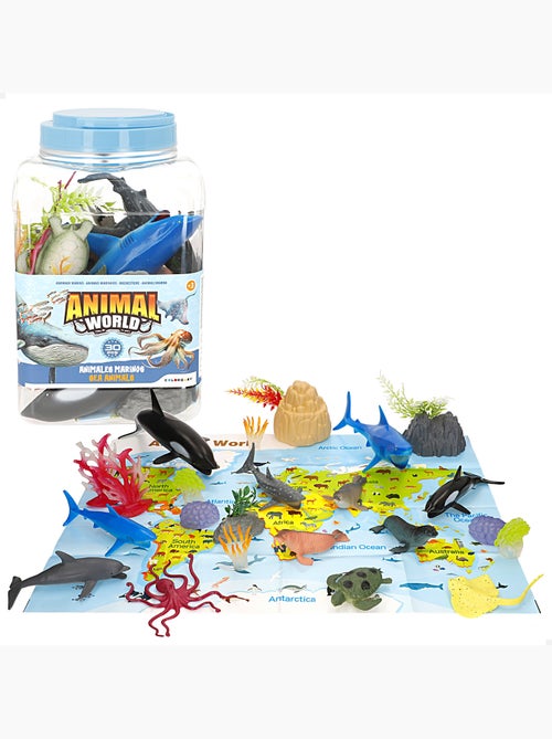 Set di 30 animali marini con tappetino da gioco e accessori. Animal world - Kiabi