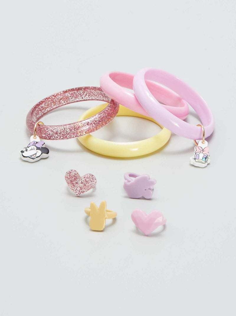 Set di 4 bracciali + 4 anelli 'Paperina e Minnie' ROSA - Kiabi