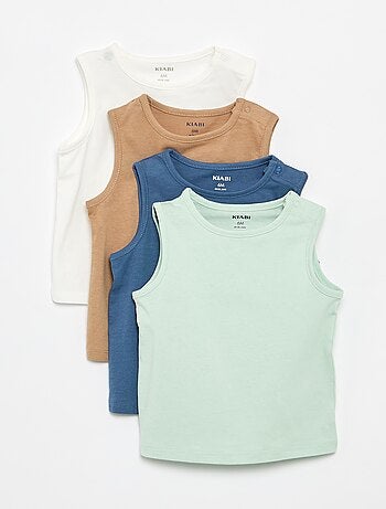 Set di 4 canotte a tinta unita