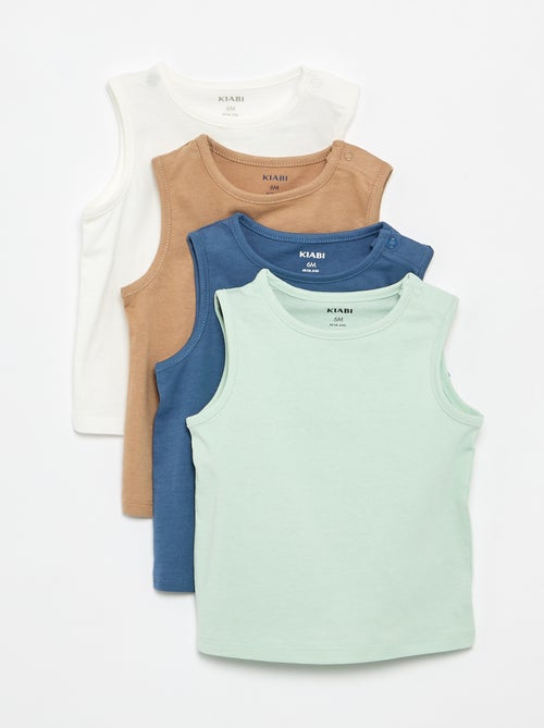 Set di 4 canotte a tinta unita - Kiabi