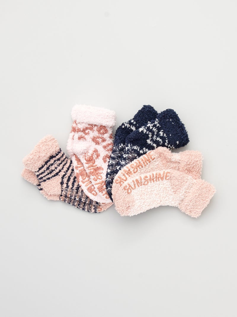 Set di 4 paia di calzini in maglia bouclé ROSA - Kiabi
