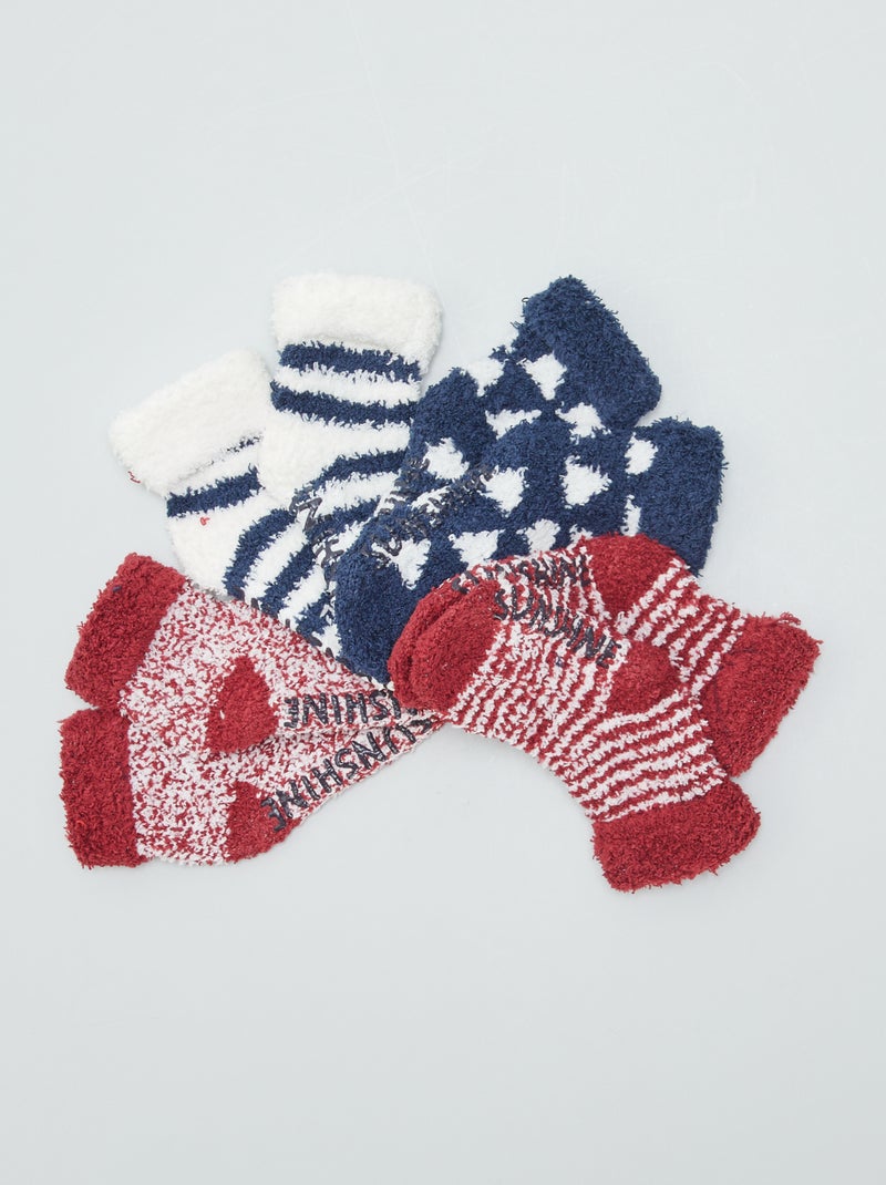Set di 4 paia di calzini in maglia soffice ROSSO - Kiabi