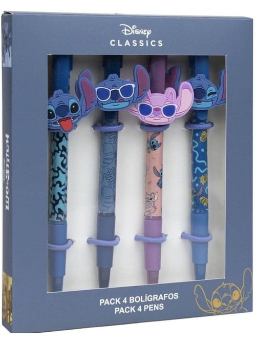 Set di 4 penne a sfera nere - Stitch - Disney – Kit di cancelleria - Kiabi
