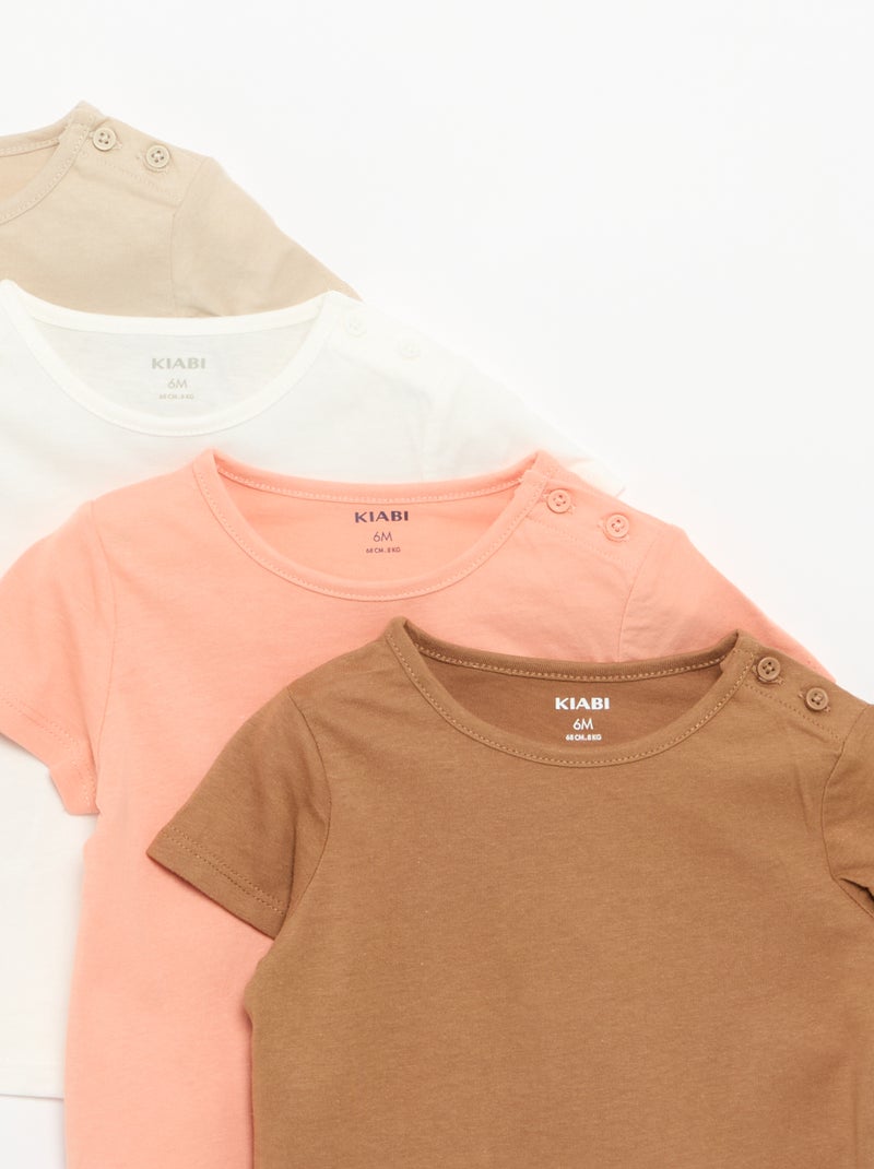 Set di 4 T-shirt a tinta unita Arancione - Kiabi
