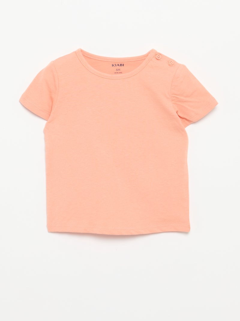 Set di 4 T-shirt a tinta unita Arancione - Kiabi
