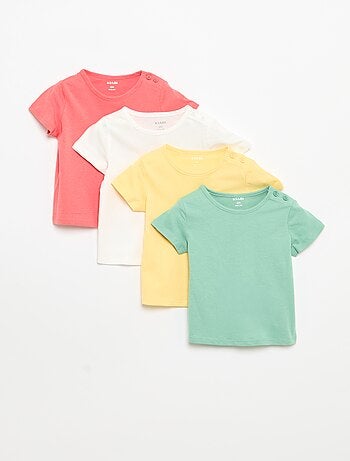 Set di 4 T-shirt a tinta unita