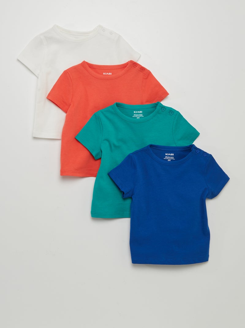 Set di 4 t-shirt tinta unita ROSSO - Kiabi