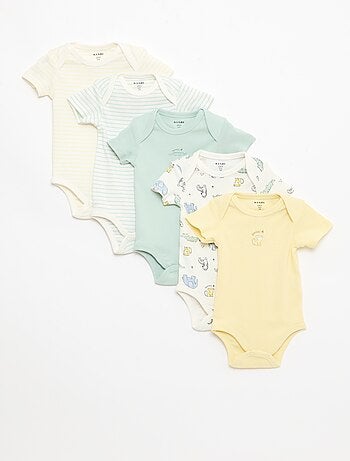 Set di 5 body a maniche corte in cotone