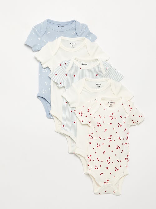 Set di 5 body a maniche corte in cotone - Kiabi Set di 5 body a maniche corte in cotone - Kiabi