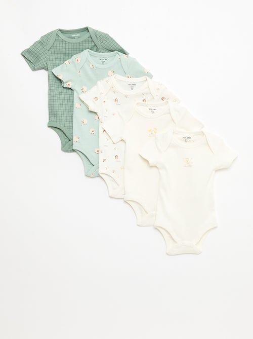 Set di 5 body a maniche corte in cotone - Kiabi