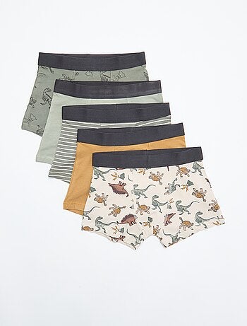 Set di 5 boxer tinta unita e stampati
