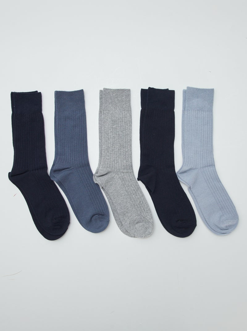 Set di 5 calzini a costine BLU - Kiabi