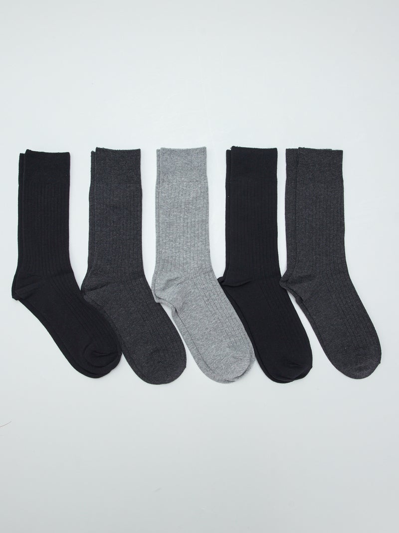 Set di 5 calzini a costine NERO - Kiabi