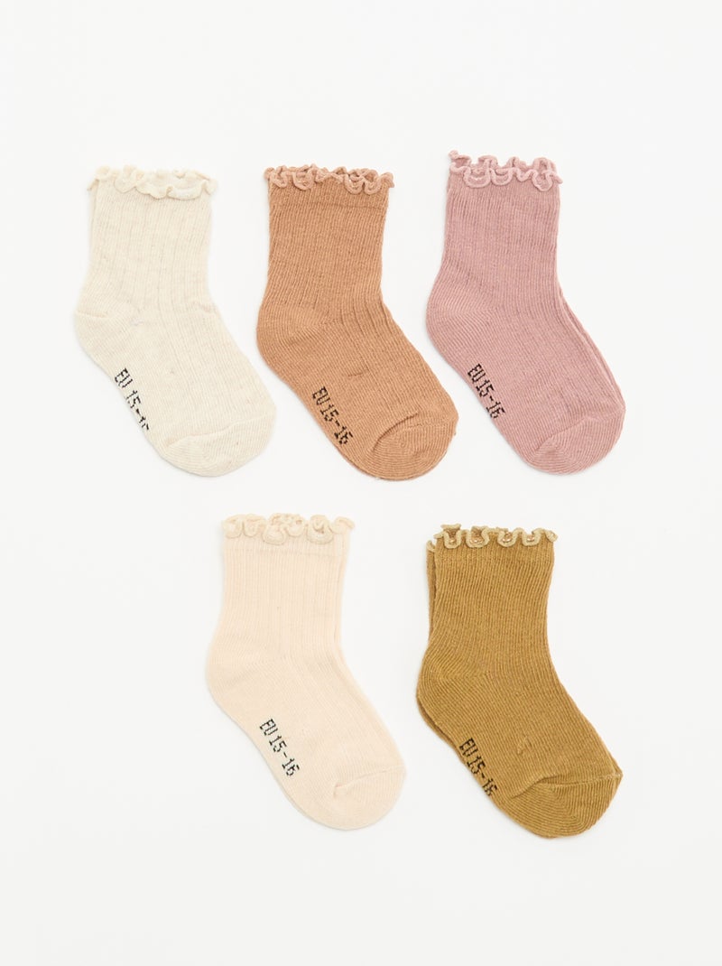 Set di 5 calzini con volant Beige - Kiabi