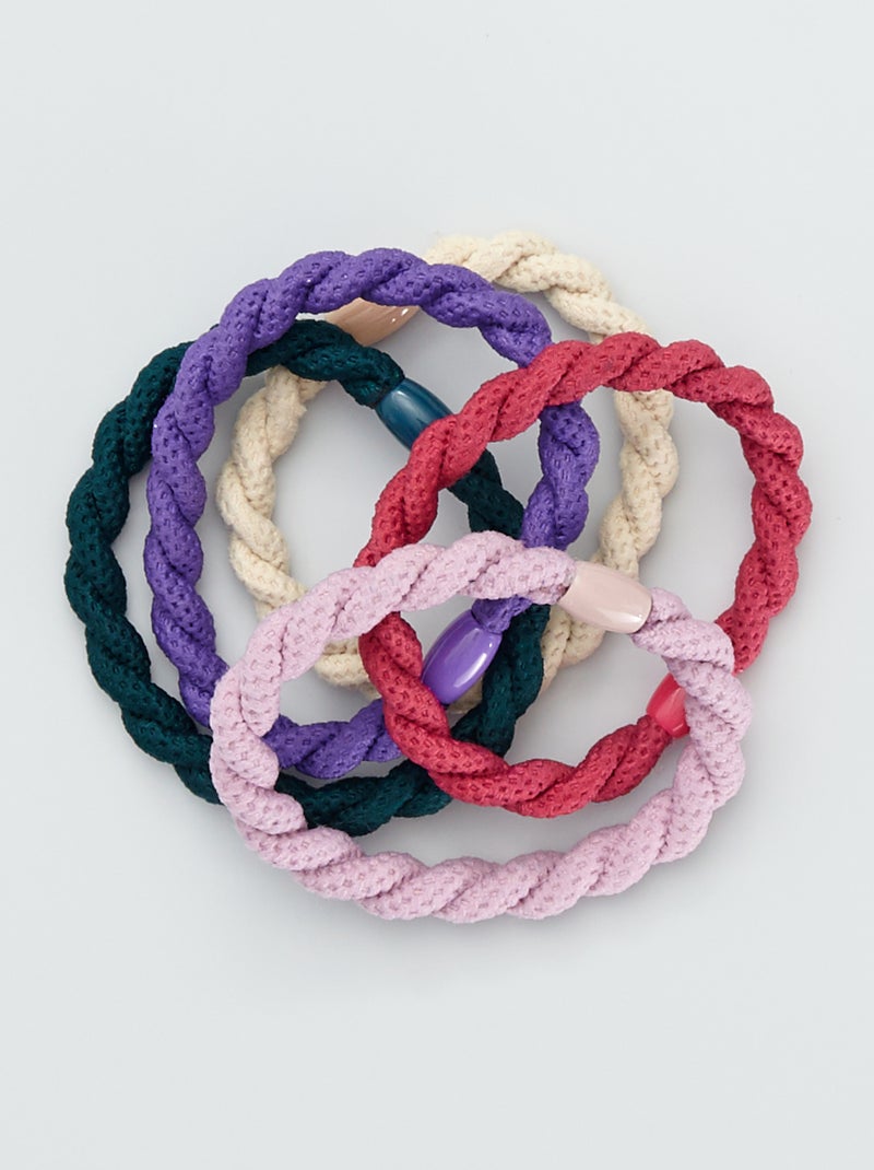 Set di 5 elastici per capelli con lavorazione a trecce multicolore - Kiabi